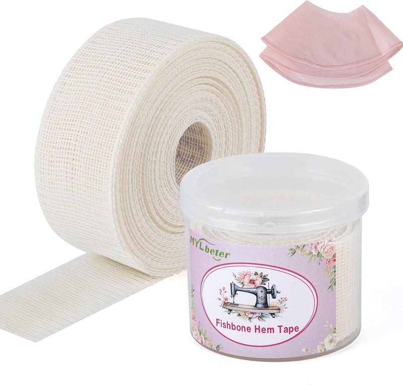 MYLbeter 4 Yards Hemming Guide for Sewing, Fishbone Tape for Narrow Hem and Curved Hem Sewing Tool for Skirts Dresses Fishbone Boning Lining Reusable Boning Strip Seam S Ewing Guide for Clothing Hemmer Tool - Image 1